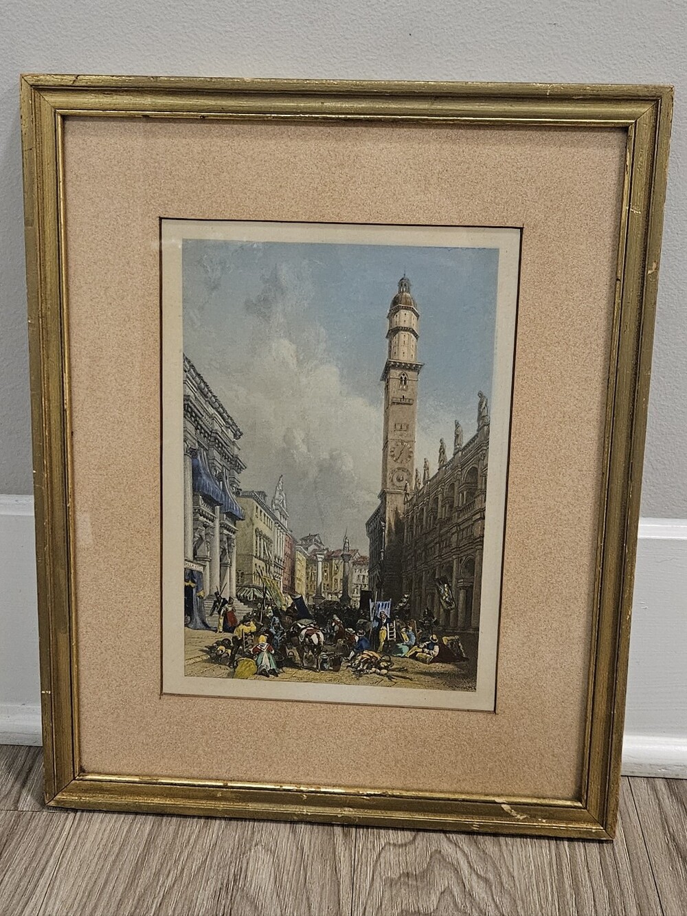 Vintage James Duffield Harding 1831 Italy Framed Art Print Piazza dei Signori
